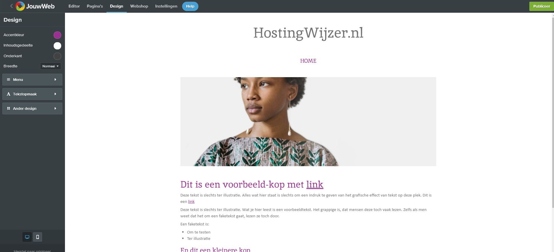 JouwWeb dashboard design
