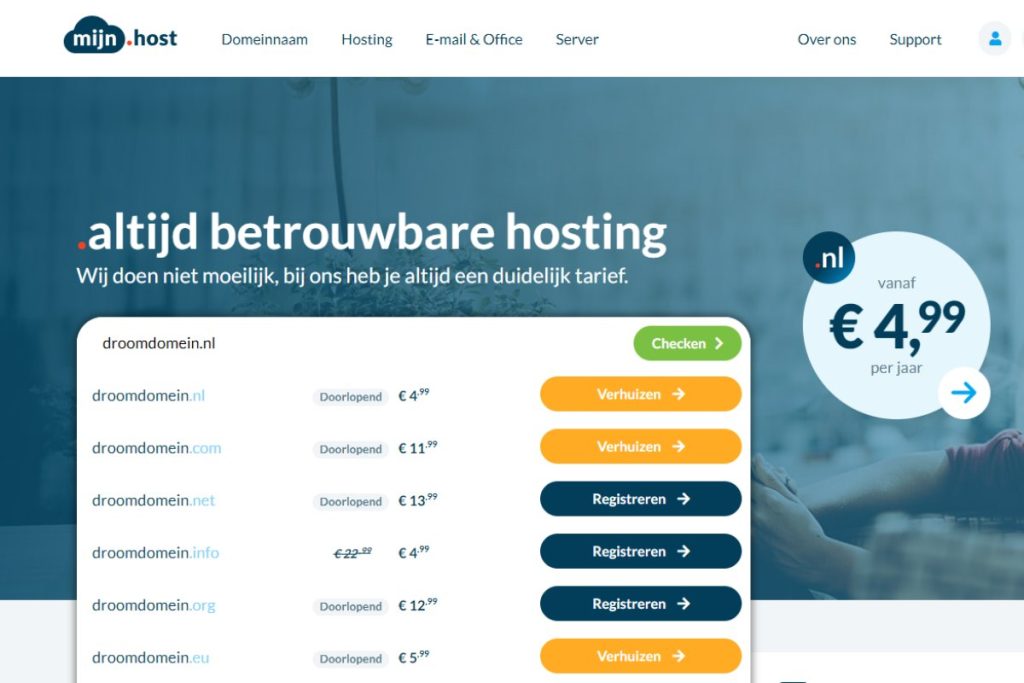 domeinnaam zoekresultaten mijn.host