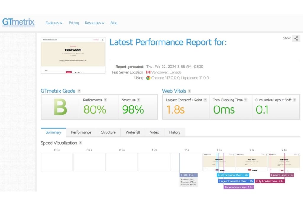 gtmetrix onderzoek site.nl