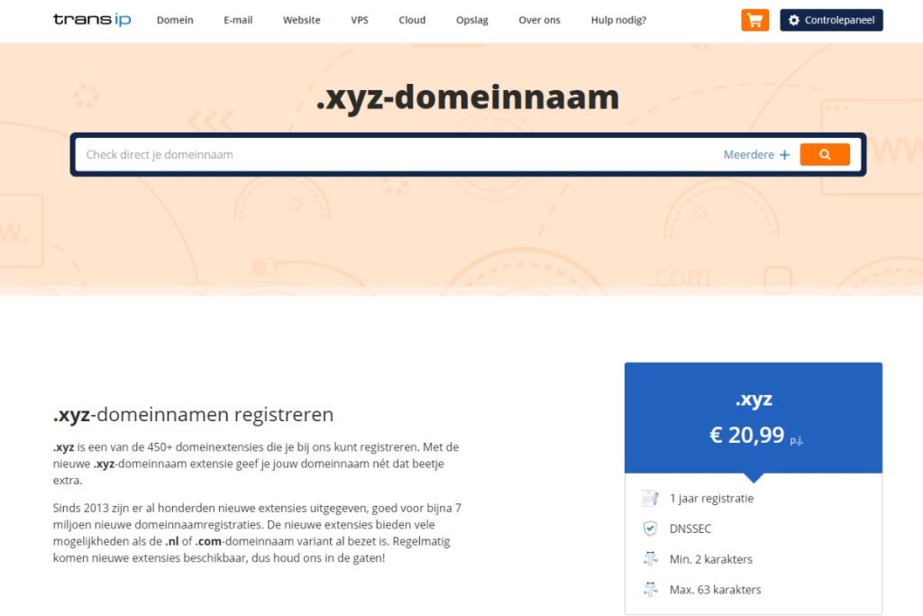 transip xyz domein