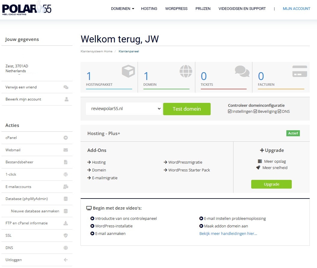 Screenshot dashboard polar55